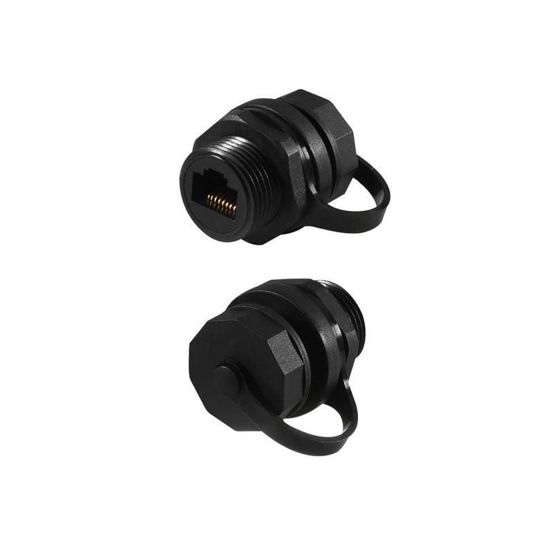 UMLIFE 2PCS RJ45 Ethernet LAN Cable Connector CAT6 Shielded Industrial Panel Mount Bulkhead Feed Thru Coupler with Waterproof IP67 Dustproof Cap Outdoor Industrial Standard - Image 2